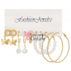 Cercei pentru dama moderni EARR50 Aurii Set de 5 perechi